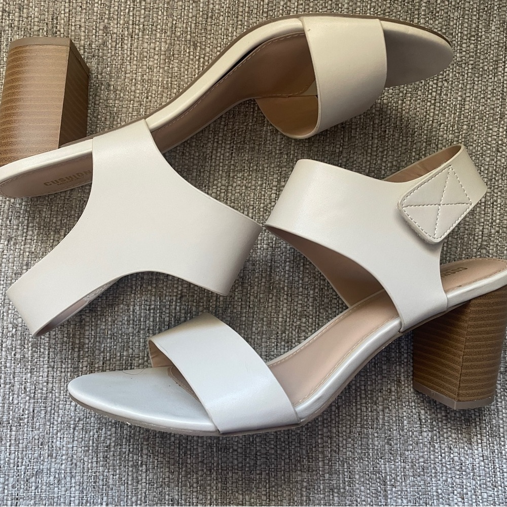 Elegant Cream Block Heel Sandals